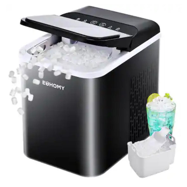 Euhomy - Countertop Nugget Ice Maker - 35lbs/24H Pebble Ice Machine with Auto-Cleaning - Black