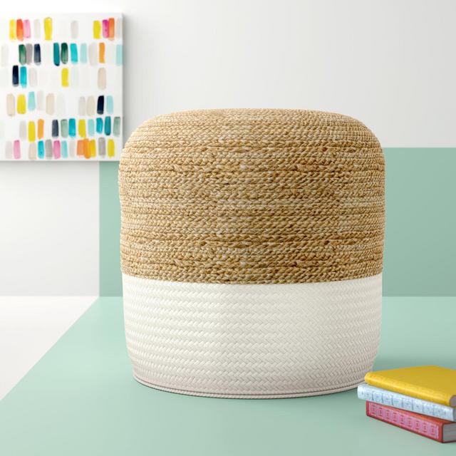 Michaela 19'' Wide Round Striped Pouf Ottoman