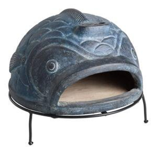 Blue Terracotta Fish Pizza Oven - World Market
