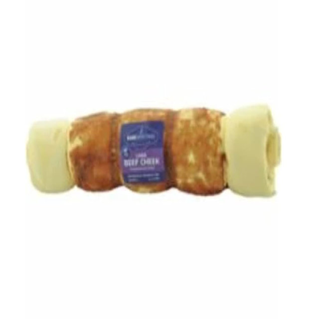 Barkworthies 20512293 Grain Free Beef Cheek Wrapped Chicken Treat for Dogs, Large