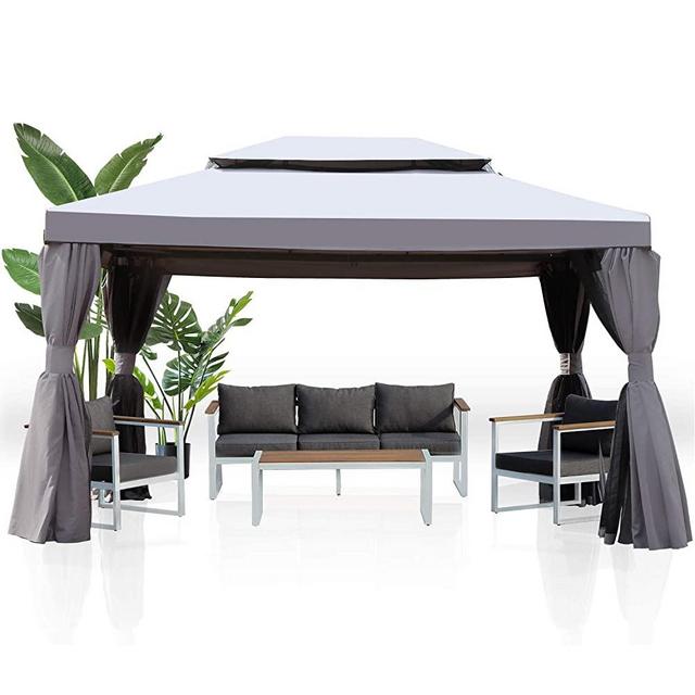 Grand Patio 10x13 Gazebo for Patios Outdoor Gazebo with Mosquito Netting and Curtains Outdoor Privacy Screen for Deck Backyard
