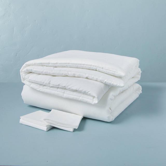3pc King Linen Blend Duvet Set Fresh White - Hearth & Hand™ with Magnolia