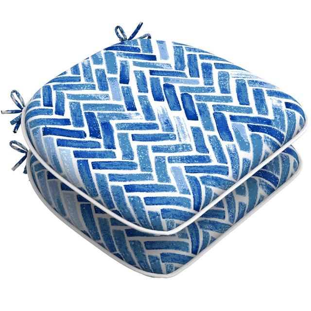 LVTXIII Indoor/Outdoor Chair Cushions Seat Cushions with Ties, Patio Chair Pads D16xW17 Inch for Patio Furniture Garden Home Office Decoration 2 Pack, Blue Bricks