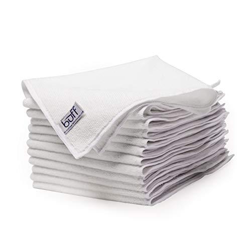 Buff™ Microfiber Cleaning Cloth | White (12 Pack) | Size 16" x 16" | All Purpose Microfiber Towels - Clean, Dust, Polish, Scrub, Absorbent 