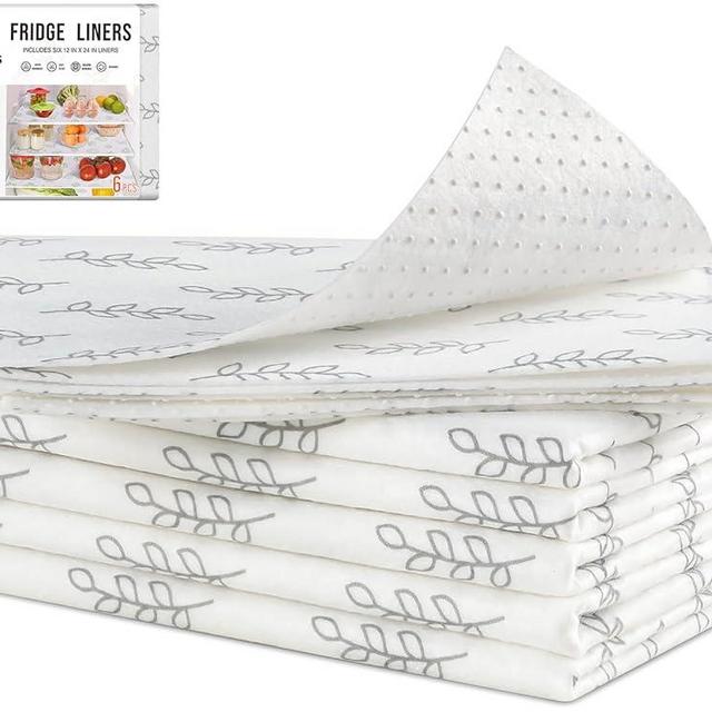 Cooyes Refrigerator Drawer Liners, Premium Absorbent Fridge bin Liners Non-Slip Washable, 12" x 24" Refrigerator Shelf Liners and Mats for Glass Shelves, Kitchen Cabinets, Non-Adhesive