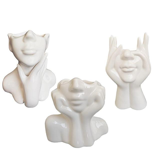 Face Vase for Flowers,Female Body vases,White Ceramic Head Vase for Decor,Table Decorations for Living Room