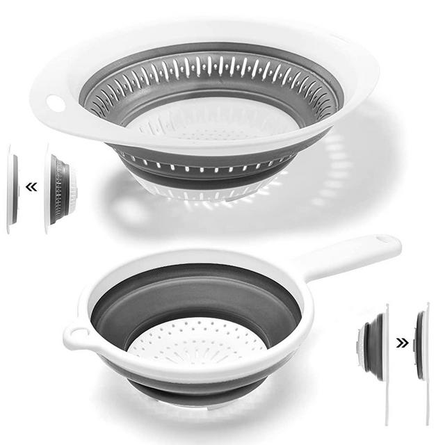 Collapsible Silicone Colanders and Strainers [2 Piece Set],Diameter Sizes 7.87In and 9.44In, for filtering fruits, vegetables and pasta