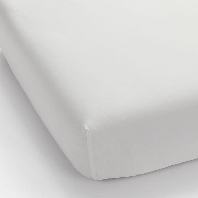 400-Thread-Count Organic Sateen Fitted Sheet, King, White