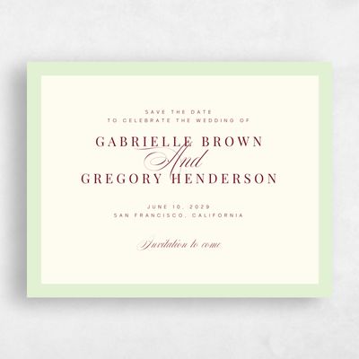 Green Bordered Wedding Save the Date - Laroque Landscape