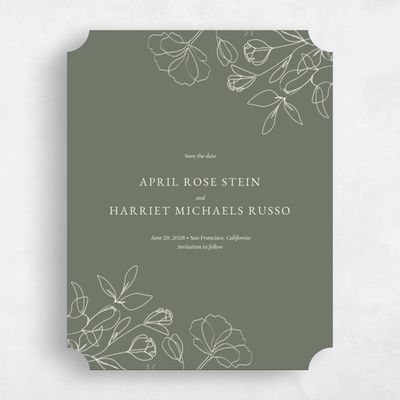 Green Ticket Wedding Save the Date - Essenza Bloom