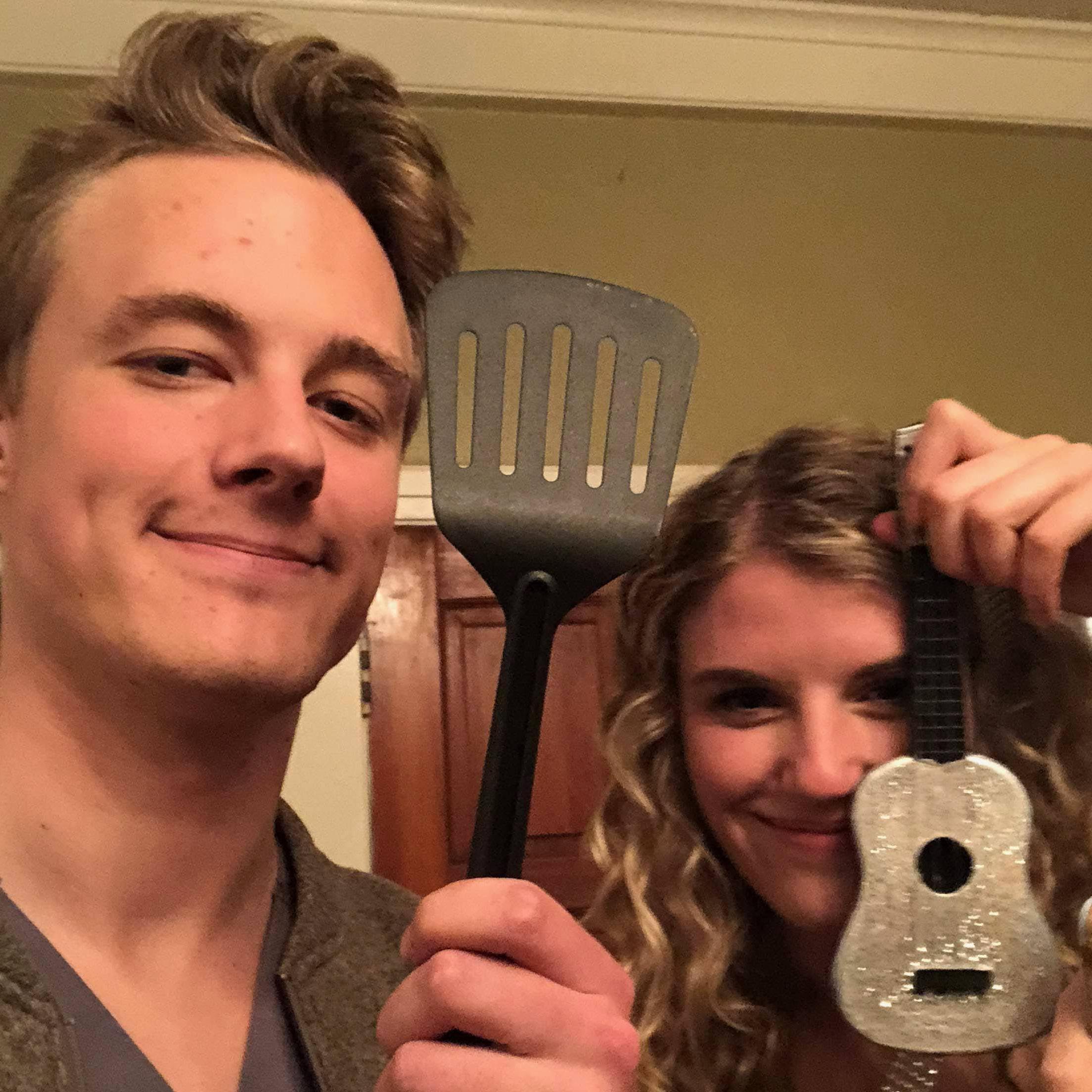 Our first picture together on Halloween 2018! I went as Taylor Swift and Micah went as himself (an on-call hospital scribe).