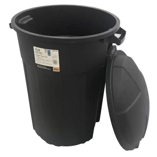 Creative Plastic Concepts Blue Hawk 32-Gallon Black Plastic Trash Can with Lid
