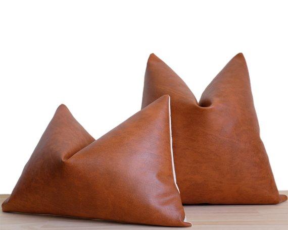 Lumbar Faux Leather Pillow | 'Naima'