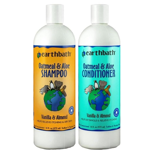 earthbath Oatmeal & Aloe Dog Shampoo and Conditioner - Oatmeal Shampoo for Dogs, Anti Itch Dry Skin Relief Pet Wash, Medicated Dog Shampoo & Conditioner, Hypoallergenic, Tearless - 16 Oz (1 Set)