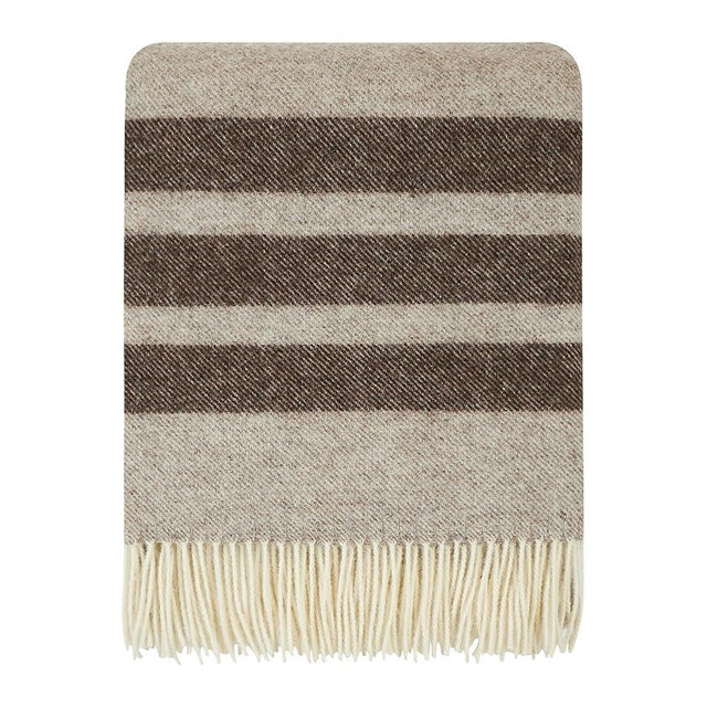 Cozy Blankets | Wool Blanket/Throw | 100% New Zealand Wool | Perfect for Home and Outdoors | Virgin Wool Blanket with Fringes 55"x79"(140 x 200 cm) (Latte Grey)