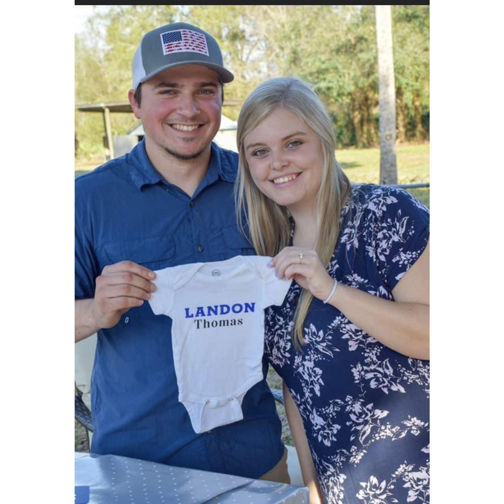 The day we found out we were having a boy! 
Landon Thomas Breeding 
January 31st 2021