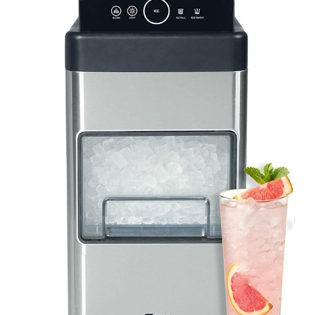 Orgo The Nugget Countertop Ice Maker, Makes 33 lbs. in 24 Hours, Nugget Shaped, Stainless Steel Ice Maker Ready in 10 Minutes, Self-Cleaning, Includes Scoop, RGN4505, Black
