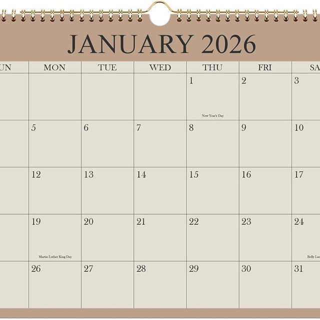 Calendar 2026-12 Months Wall Calendar from January 2026 to December 2026, 2026 Wall Hanging Calendar Planner with Thick Paper, 8.5" x 11", Beige