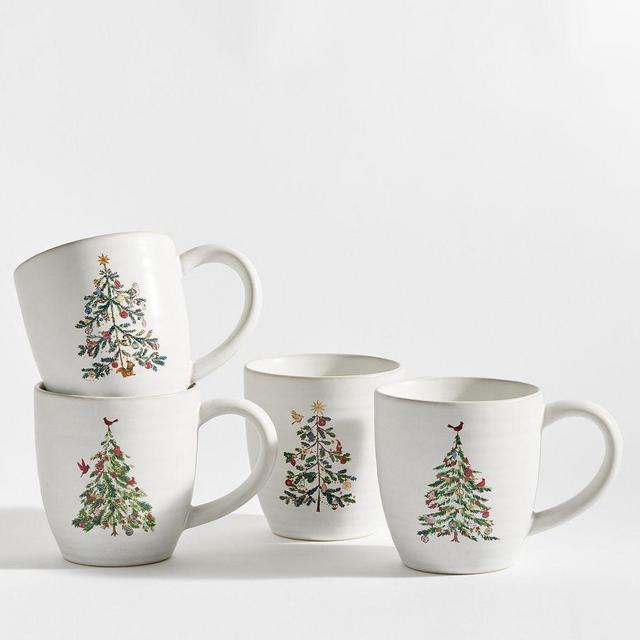 Christmas in the Country Stoneware Mugs, Set of 4