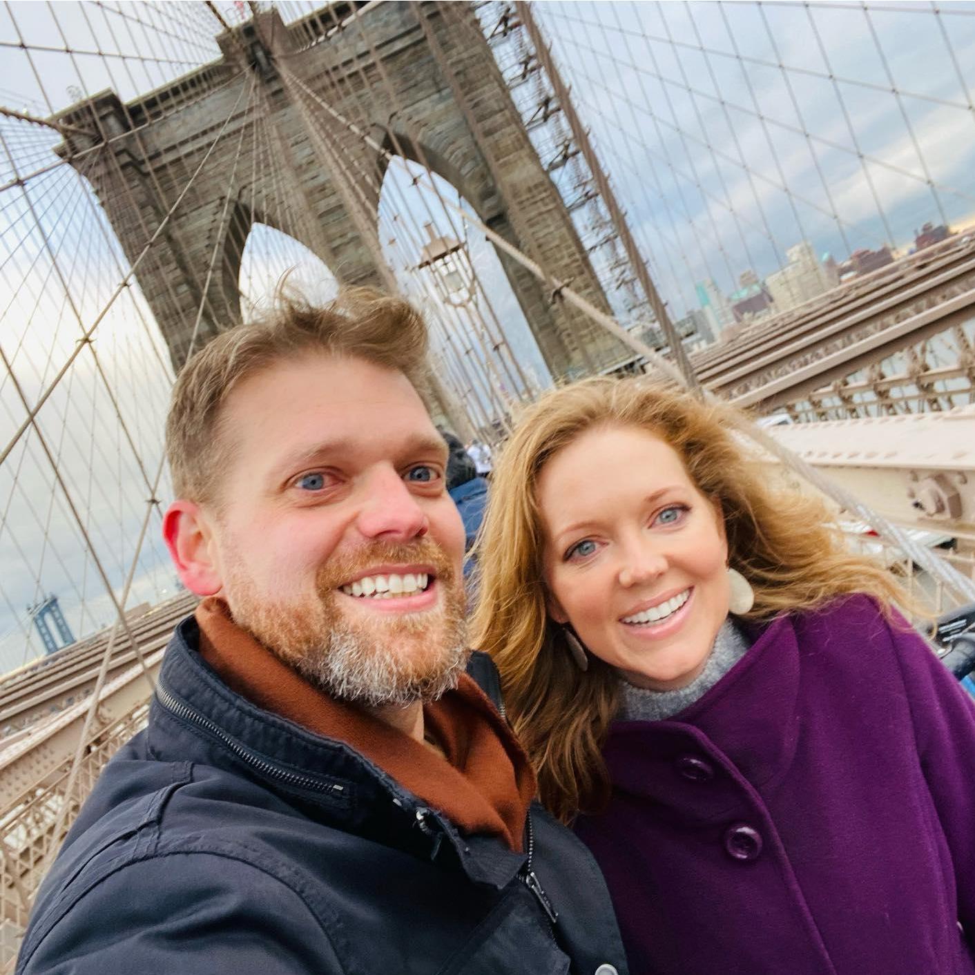 Riding bikes across the Brooklyn Bridge!