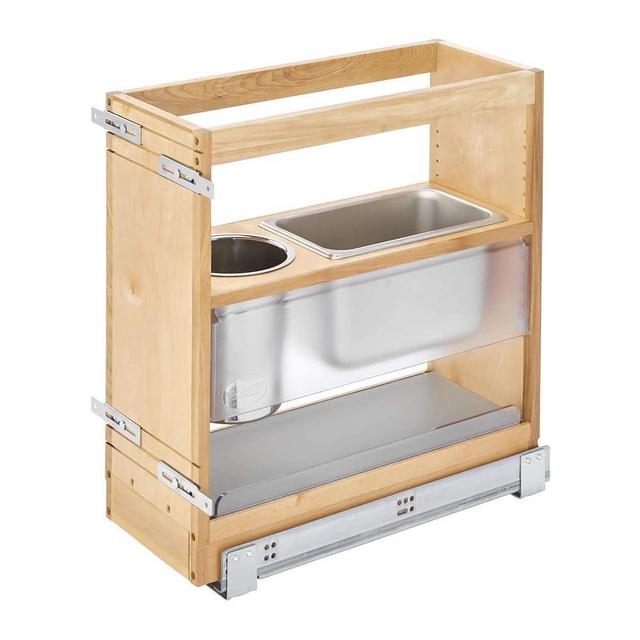 Rev-A-Shelf 20" x 8" Bathroom Under Sink Vanity Cabinet Storage Organizer with Soft Close Slides and Bins, Natural Maple, 445-VCG20SC-8