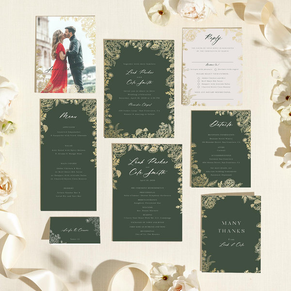 Vicenza Foil | Evergreen | Zola Wedding Enclosure Cards