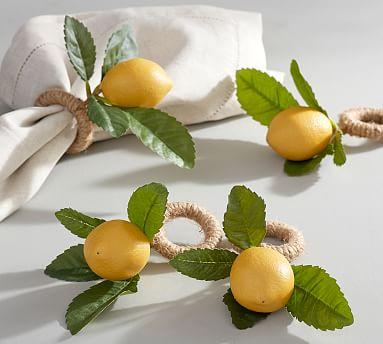 Lemon on Vine Napkin Ring, Set of 4