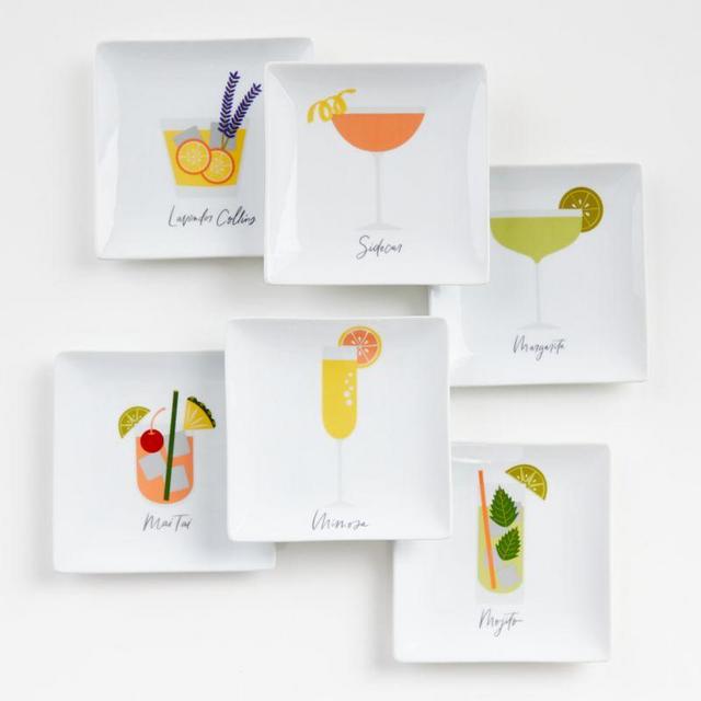Cocktail Appetizer Plates, Set of 6