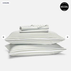 Classic Percale Sheet Set Tandem Stripe in Fresh Moss