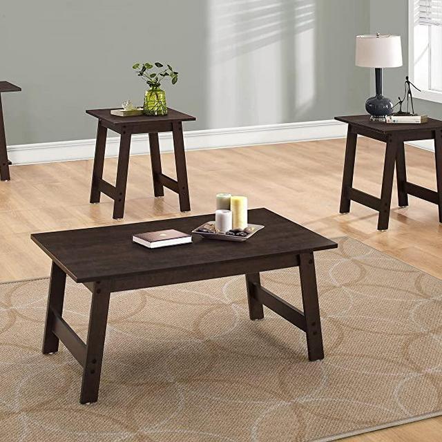 Monarch Specialties I Table SET-3PCS Set, Cappuccino
