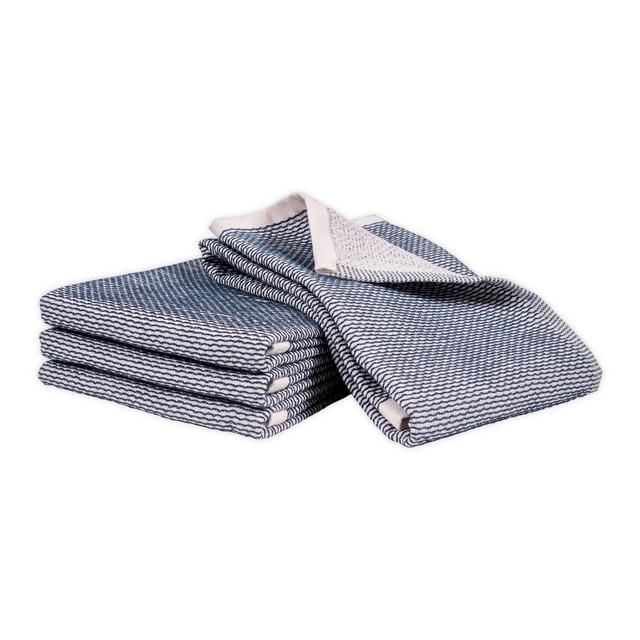 Artisanal Kitchen Supply® Dual Purpose Pique Kitchen Towels in Navy (Set of 4)