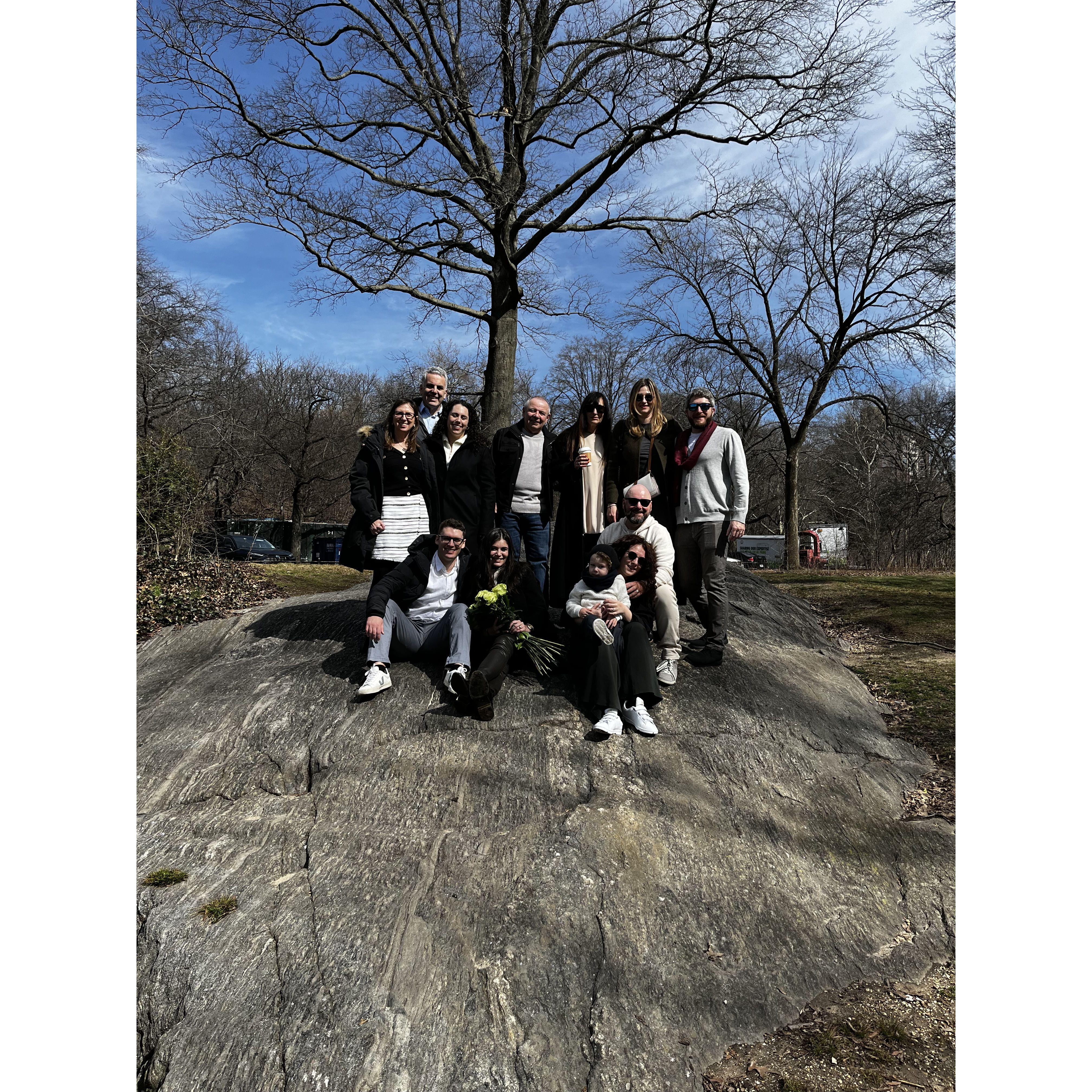 The Gelman and Gorokhovsky families in Central Park after our engagement