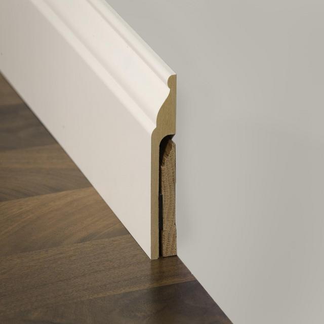 Engineered Wood 0.87" Thick x 5.25" Wide x 96" Length Wall Base in White
