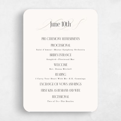 Beige Rounded Wedding Program - Palenque