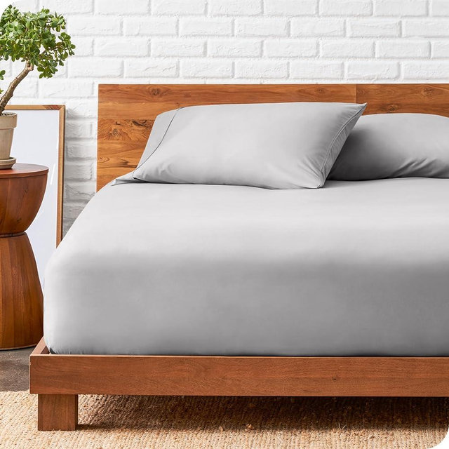Bare Home Fitted Sheet + Pillowcase Set - Luxury 1800 Ultra-Soft Microfiber - Double Brushed - Deep Pockets - Easy Fit - Fitted Sheet and Pillowcases (Twin XL, Light Grey)