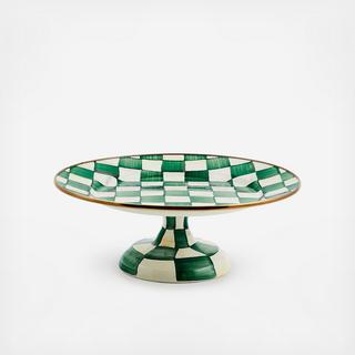 Emerald Check Stainless Steel Pedestal Platter