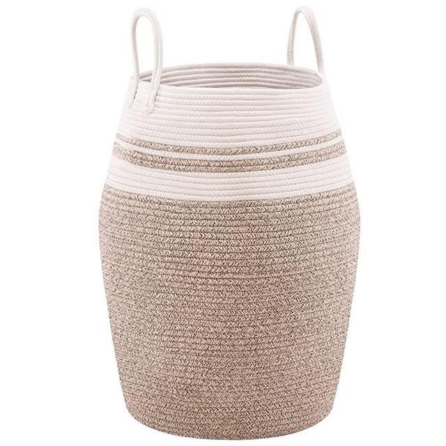 Fiona's magic 65L Large Laundry Hamper Basket, Woven Tall Clothes Hamper with Long Handle for Storage Blanket, Toys and Dirty Cothes in Bedroom and Living Room, Brown