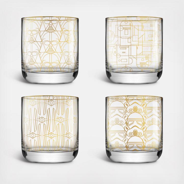 JoyJolt, Star Wars Deco Double Old Fashioned Glass, Set of 4 | Zola