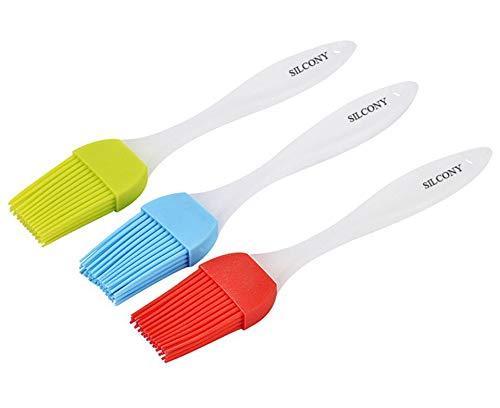 Silcony 3-Piece Set Heat Resistant Silicone Basting Pastry Brushes 7-Inches, Assorted Colors