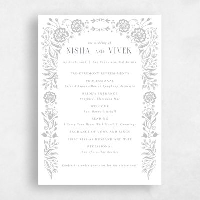 Gray, Grey Wedding Program - Calliope
