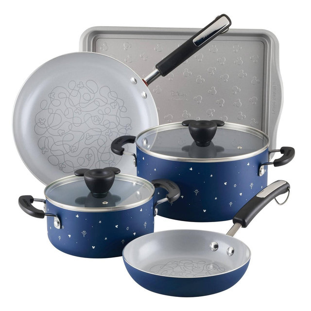 Farberware Disney Bon Voyage 7pc Ceramic Nonstick Cookware Set Blue