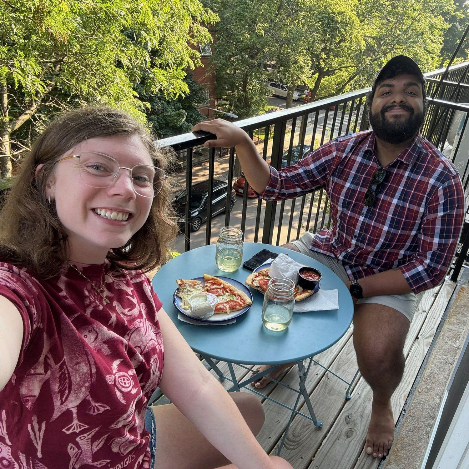 Our apartment has a small balcony and we love to have breakfast and dinner outside!