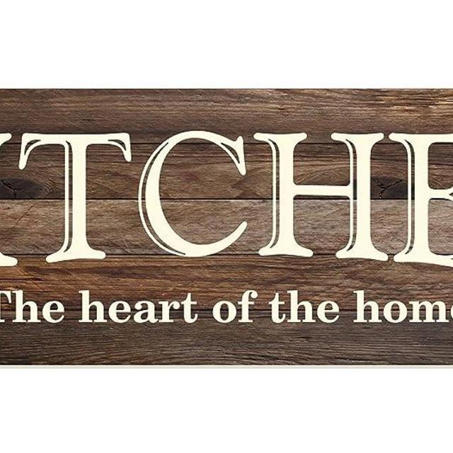 Kitchen The Heart of The Home Brown Wood Rustic Style Wall Décor Sign 8x24