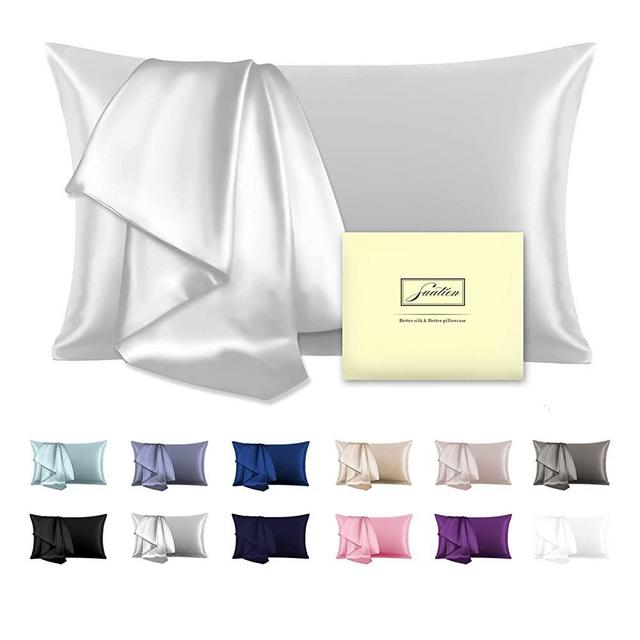 Natural Mulberry Silk Pillowcase for Hair and Skin Standard Size 20"X 26" Silk Pillow Case with Hidden Zipper Soft Breathable Smooth Cooling Silk Pillow Covers(Silver Grey,Standard,1Pcs)