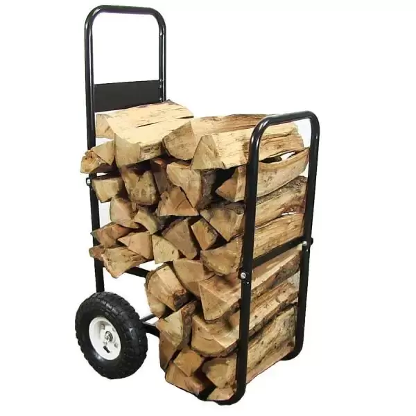 Steel Firewood Log Cart Carrier with Cover in Black