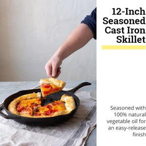 Lodge 12" Cast Iron Skillet - Chef Collection - Perfect Sear - Ergonomic Handles - Superior Heat Retention - Cast Iron Cookware & Skillet