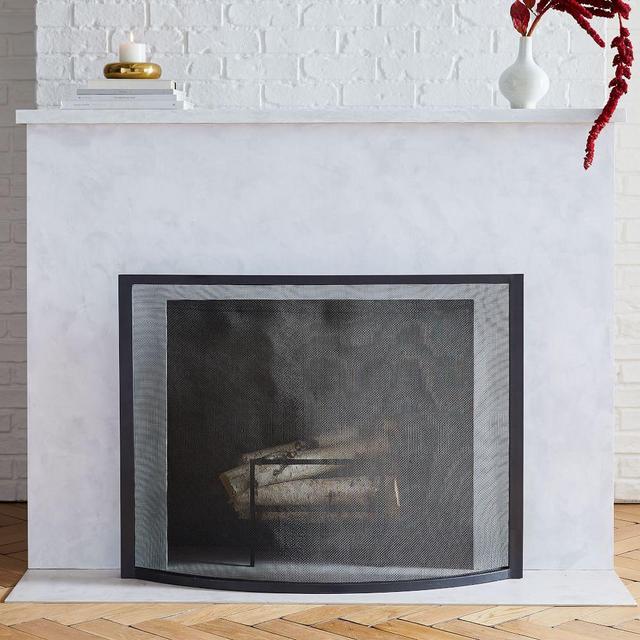 Industrial Fireplace Screen, Black, Large