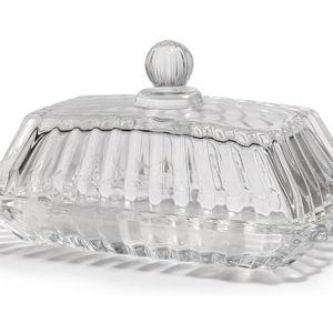 Clear Glass Butter Dish with Lid - Covered Butter Container Holder Keeper Tray Plate for Kitchen,Tabletop Countertop & Refrigerator | Safe Holds 1 Standard 4oz Butter Sticks