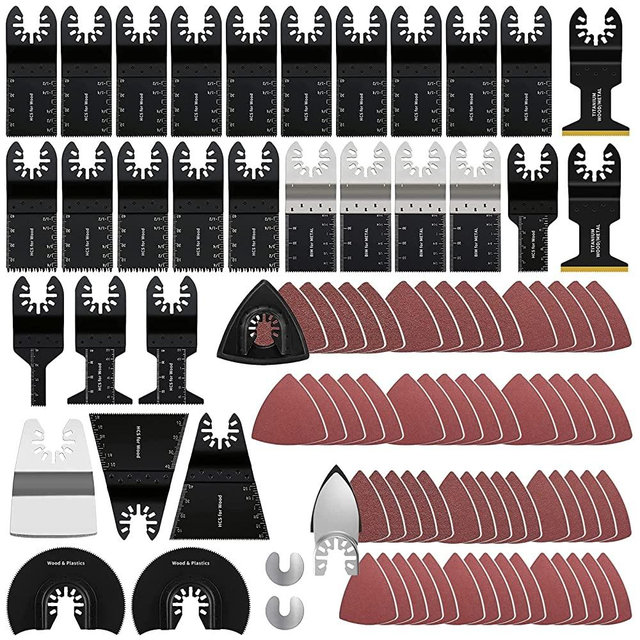 OTUCO 94 Pack Oscillating Saw Blades, Wood Metal Cutting Multitool Bi-Metal Blades Quick Release Tool Blades Kits Compatible with Dewalt, Makita, Ryobi, Rockwell