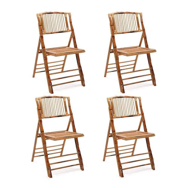 VINGLI Bamboo Folding Chair, Foldable Dining Chair for Outdoor & Indoor, Patio, Porch, Wedding, Party, Event (4 Pack) …